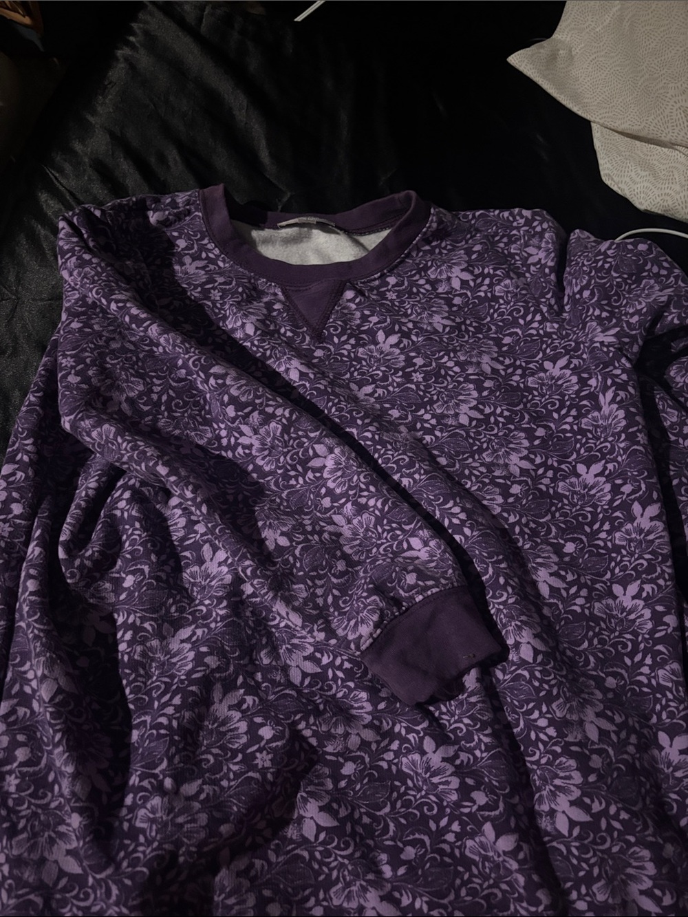 Woman Within Purple Floral Crewneck Sweater